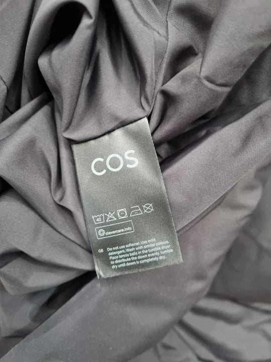 Cos Black Zip Puffer Coat Size: Uk 8