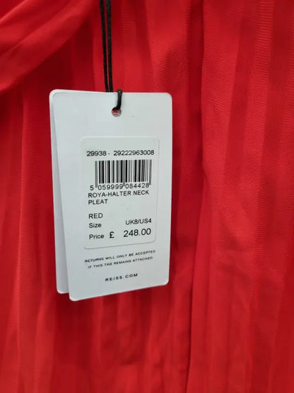 Reiss Roya Halter Neck Pleated Midi Dress Size: Uk 8