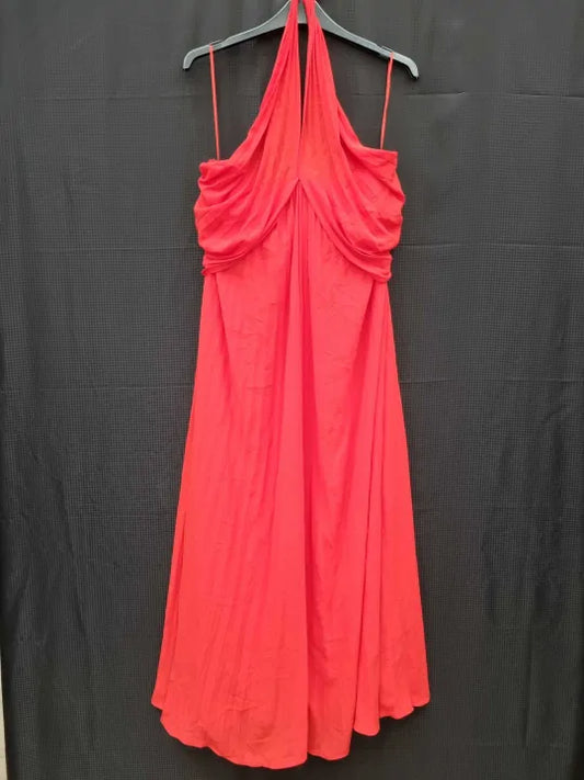 Reiss Roya Halter Neck Pleated Midi Dress Size: Uk 8