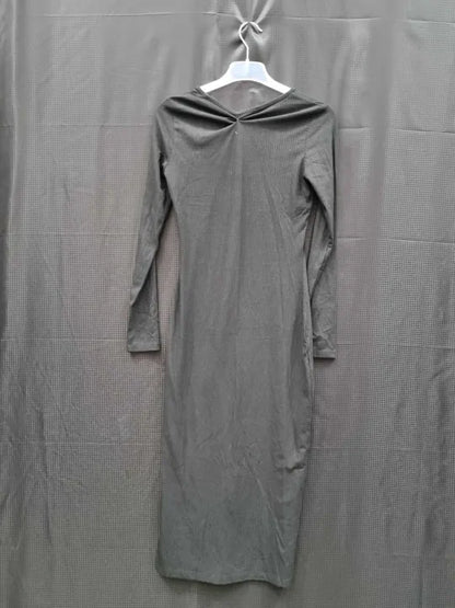 Reiss Black Mason Ribbed Midi Dress Size: Medium