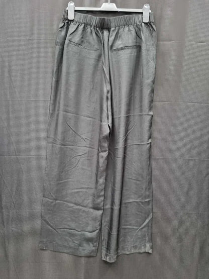 No Eleven Black Linen Pleated Trouser Size: Xl