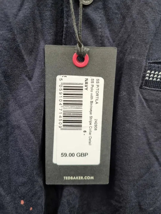 Ted Baker - Navy Tortila Cotton Blend Polo Shirt Size: 6