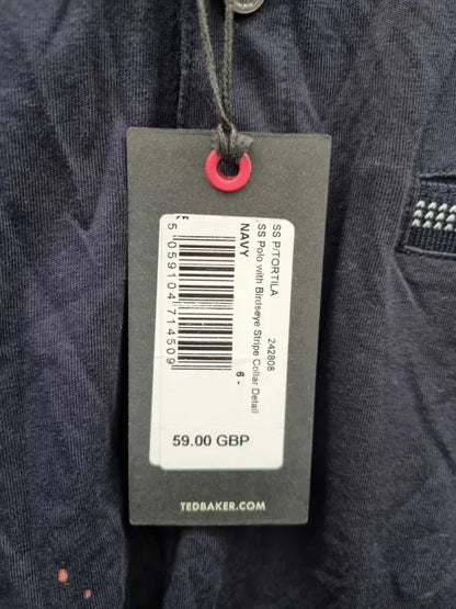 Ted Baker - Navy Tortila Cotton Blend Polo Shirt Size: 6