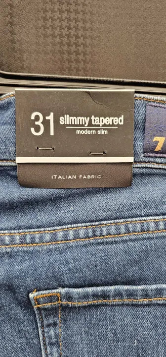 7 For All Mankind - Dark Blue Slimmy Tapered Stretch Jeans - Blue Size: 31