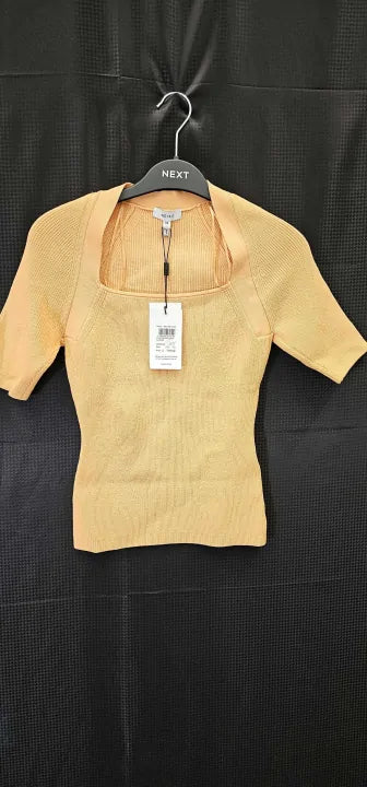 Reiss - Orange Ribbed Tina Top - Orange Size: Xs