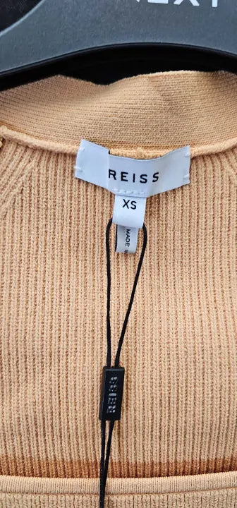 Reiss - Orange Ribbed Tina Top - Orange Size: Xs