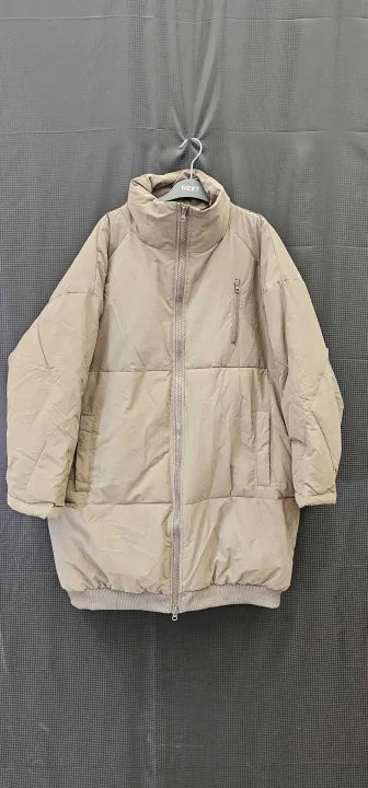 American Vintage - Mushroom Mid-Length Puffa Coat - Brown Size: Xs/S