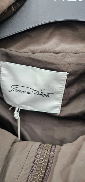 American Vintage - Mushroom Mid-Length Puffa Coat - Brown Size: Xs/S
