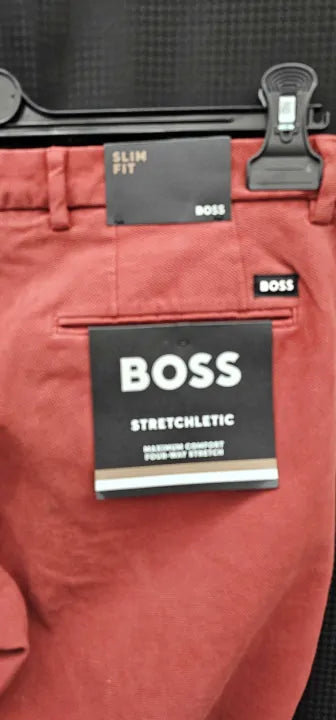 Boss - Brown Tailored Slim Fit Trousers - Brown Size: 30R