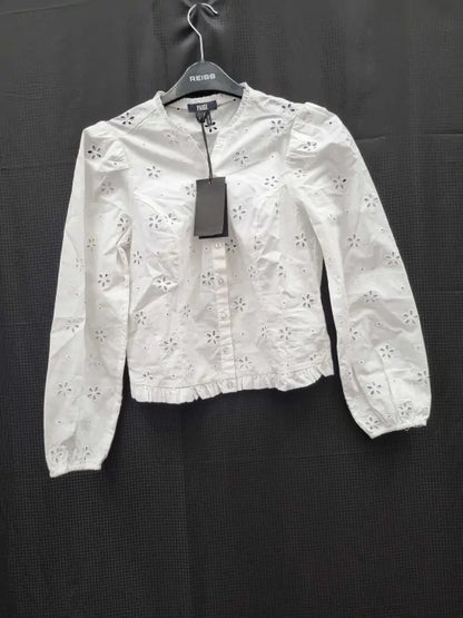 Paige - White Juno Broderie Blouse Size: Xsmall