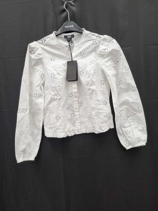 Paige - White Juno Broderie Blouse Size: Xsmall