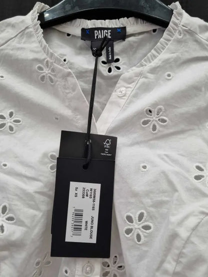Paige - White Juno Broderie Blouse Size: Xsmall