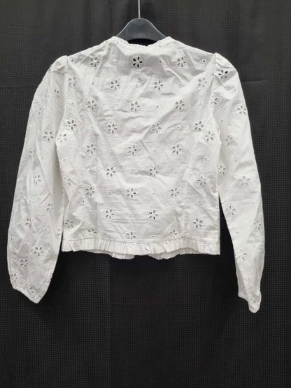 Paige - White Juno Broderie Blouse Size: Xsmall