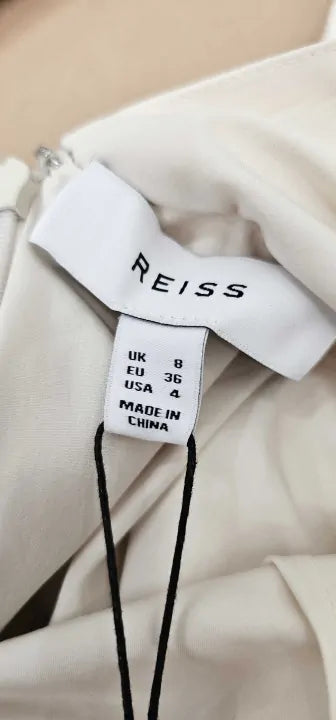 Reiss - White Wide Leg Drape Jumpsuit - Cream Size: UK 8