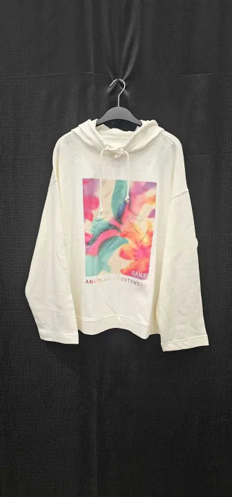 Gant - White Relaxed Floral Printed Hoodie - White Size: L