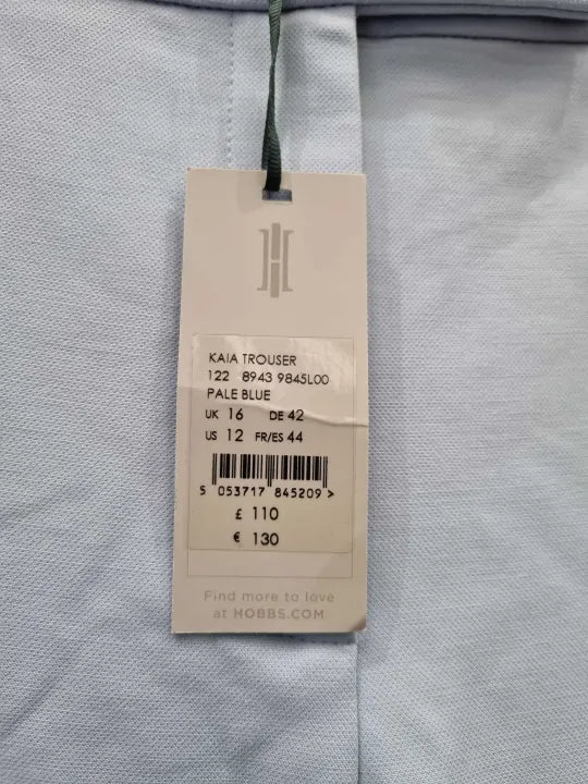 Hobbs London - Pale Blue Kaia Trousers Size: Uk 16