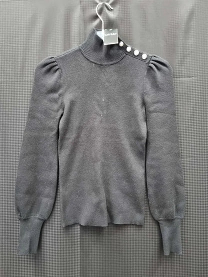 Lauren Ralph Lauren Button-Trim Mockneck Sweater - Turtlenecks Size: Xs