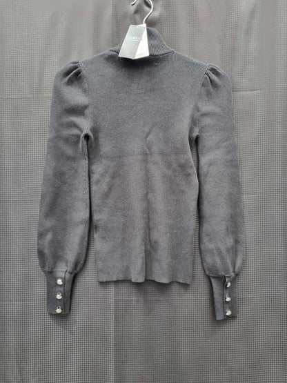 Lauren Ralph Lauren Button-Trim Mockneck Sweater - Turtlenecks Size: Xs