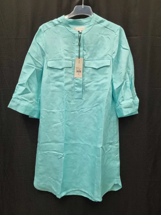 Hobbs London - Blue Milla Linen Blend Dress Size: Uk 10