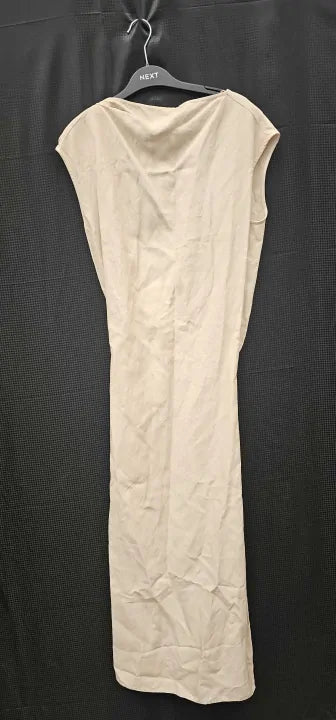 Reiss - Nude Paloma Open Back Linen Blend Dress - Beige Size: Uk10