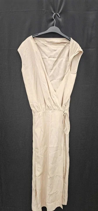 Reiss - Nude Paloma Open Back Linen Blend Dress - Beige Size: Uk10
