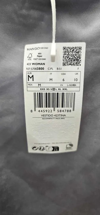 Mango - Silver Side Split Satin Dress - Silver Size: M