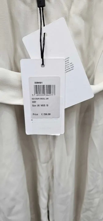 Reiss - White Wide Leg Drape Jumpsuit - Cream Size: Uk14
