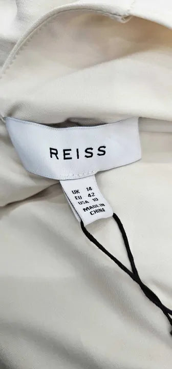 Reiss - White Wide Leg Drape Jumpsuit - Cream Size: Uk14