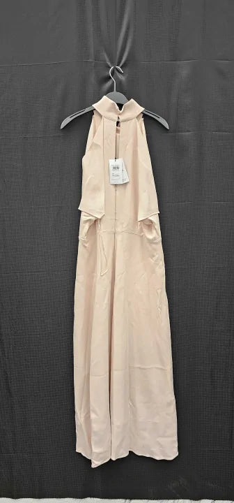 Reiss - Nude Andressa Short Sleeve Dress - Beige Size: Uk12