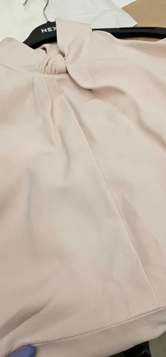 Reiss - Nude Andressa Short Sleeve Dress - Beige Size: Uk12