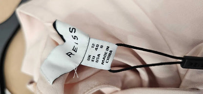 Reiss - Nude Andressa Short Sleeve Dress - Beige Size: Uk12