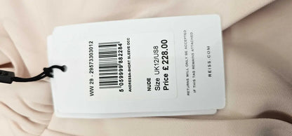 Reiss - Nude Andressa Short Sleeve Dress - Beige Size: Uk12