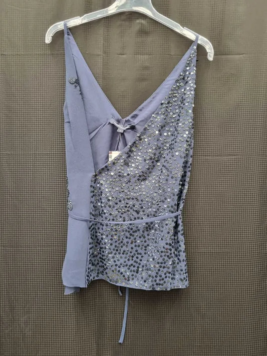 French Connection - Navy Aurora Wrap Embellished Top Size: Medium