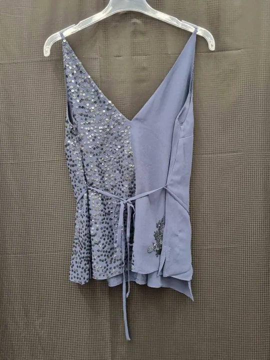 French Connection - Navy Aurora Wrap Embellished Top Size: Medium