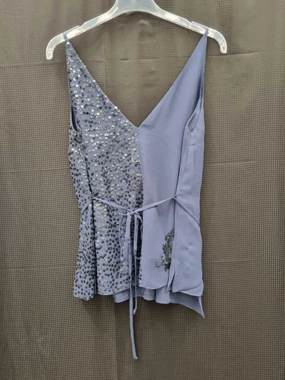 French Connection - Navy Aurora Wrap Embellished Top Size: Medium