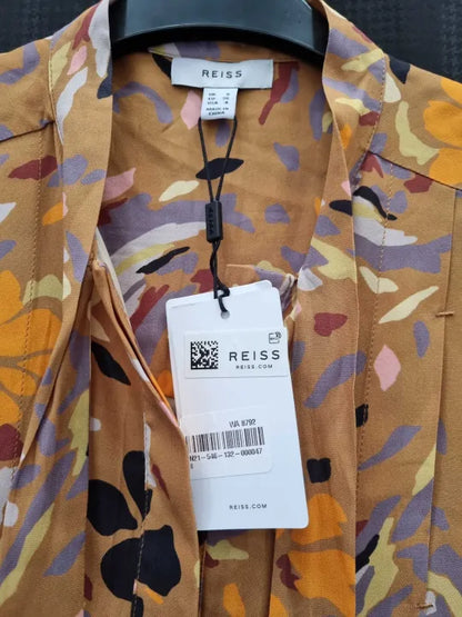 Reiss - Brown Printed Shirt Size: Uk 8