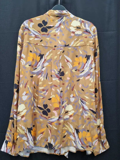 Reiss - Brown Printed Shirt Size: Uk 8