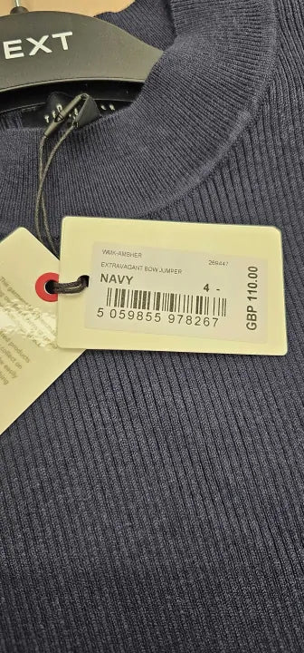 Ted Baker - Navy Ambher Bow Detail Cashmere Blend Jumper - Navy Size: Uk14
