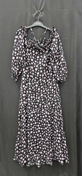 Ro & Zo - Arianna Pink Polka Dot Cosarge High Low Dress - Pink Size: Uk14