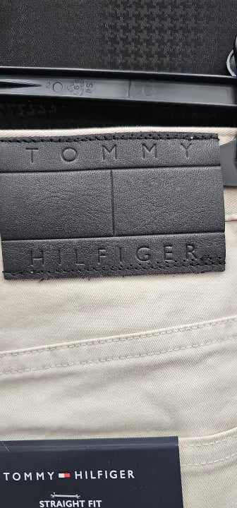 Tommy Hilfiger - Sand Denton 1985 Pima Cotton Trousers - Beige Size: 36/32