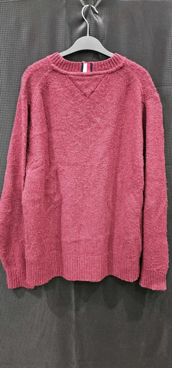 Tommy Hilfiger - Burgundy Brushed Wool Jumper - Purple Size: L