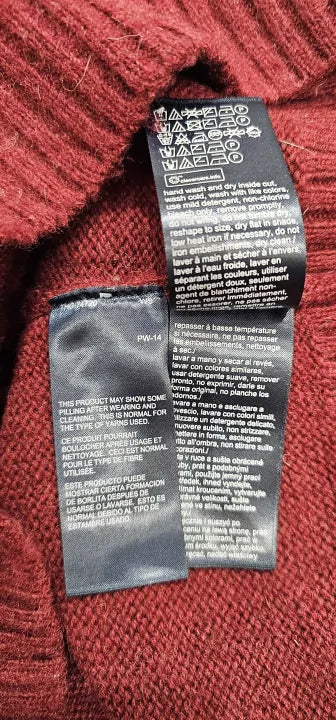 Tommy Hilfiger - Burgundy Brushed Wool Jumper - Purple Size: L