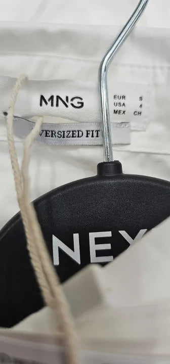 Mango - White Pocket Oversize Blouse - White Size: S