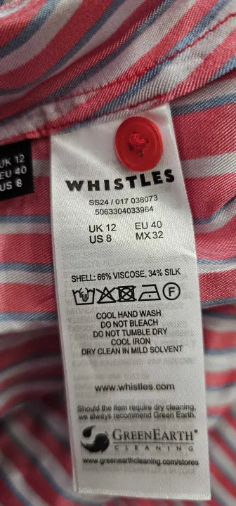 Whistles - Multi Tangle Stripe Silk Mix Shirt - Multi Size: 12