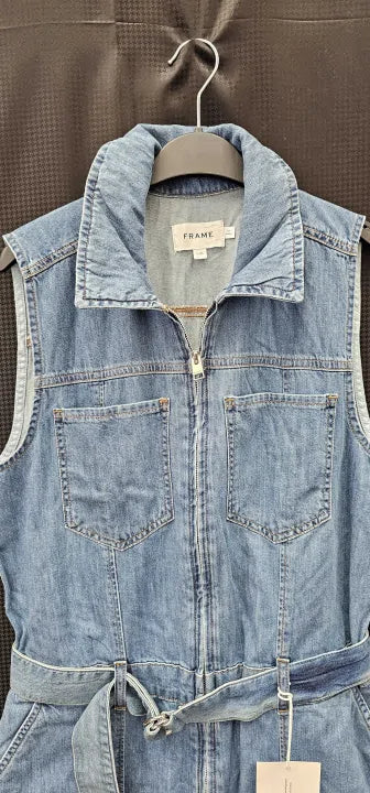 Frame - Blue Fit Jumpsuit - Blue Size: L