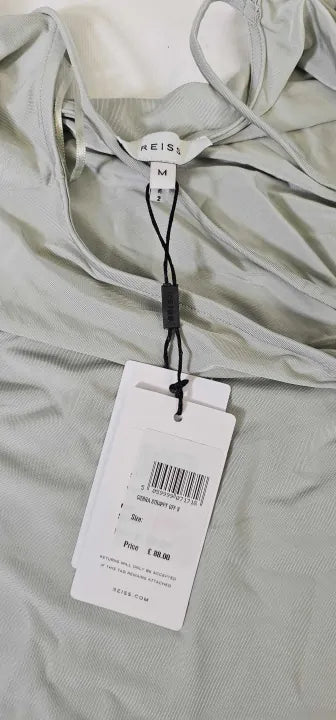Reiss - Pale Grey Cierra Asymmetric Off-Shoulder Strappy Top - Mint Size: M