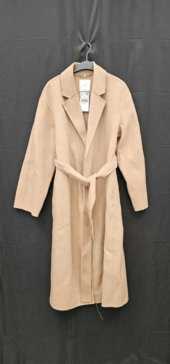 Mango - Camel Wool Blend Belted Coat - Brown Size: M