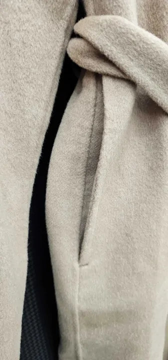 Mango - Camel Wool Blend Belted Coat - Brown Size: M