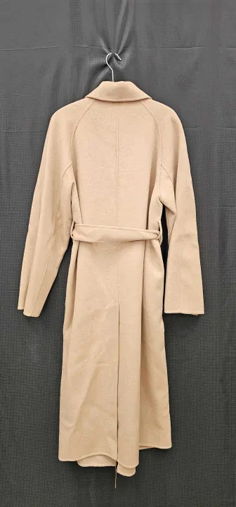 Mango - Camel Wool Blend Belted Coat - Brown Size: M