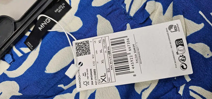 Mango - Blue Printed Skirt With Slit - Blue Size: Xl